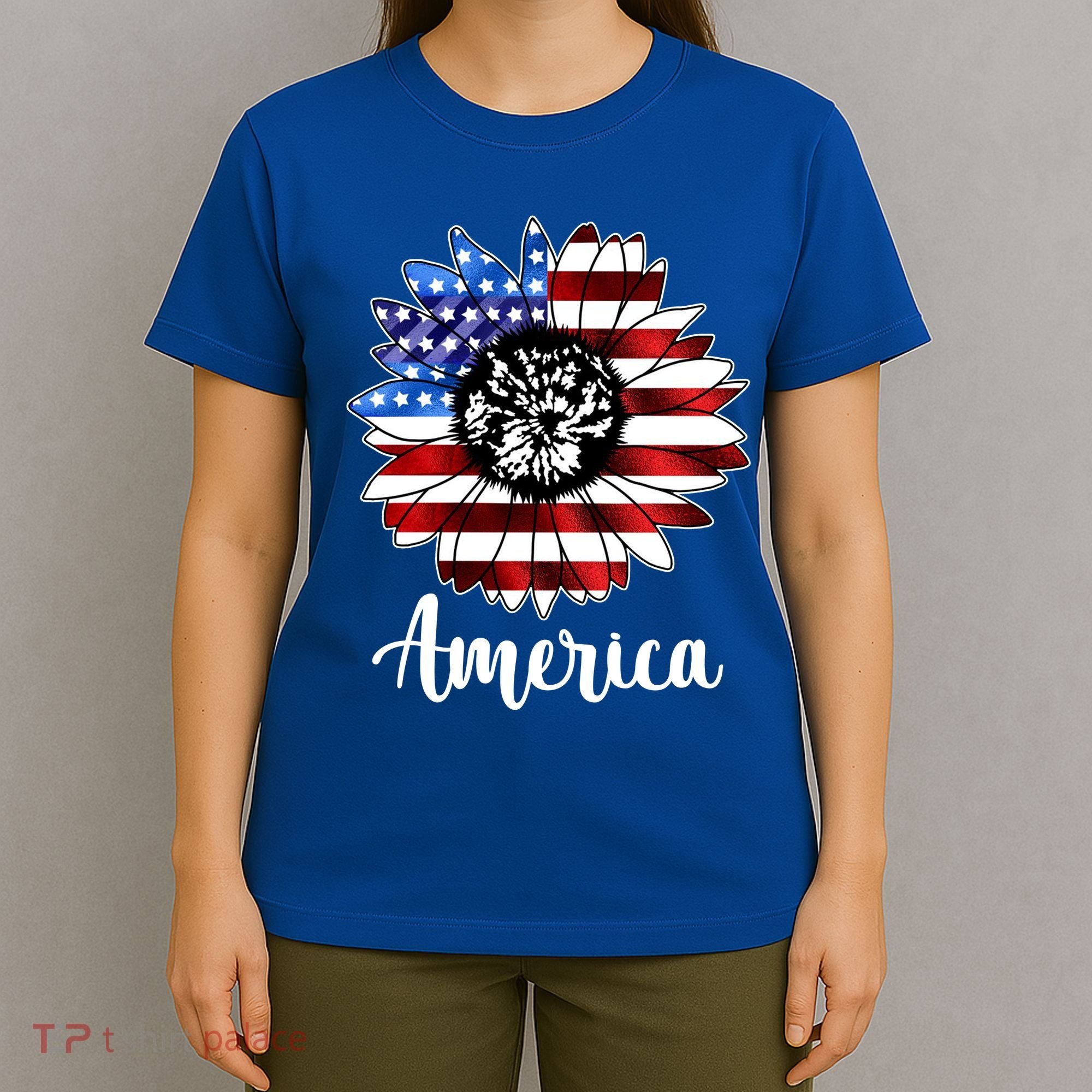 America Sunflower Flag 4th July T-Shirt