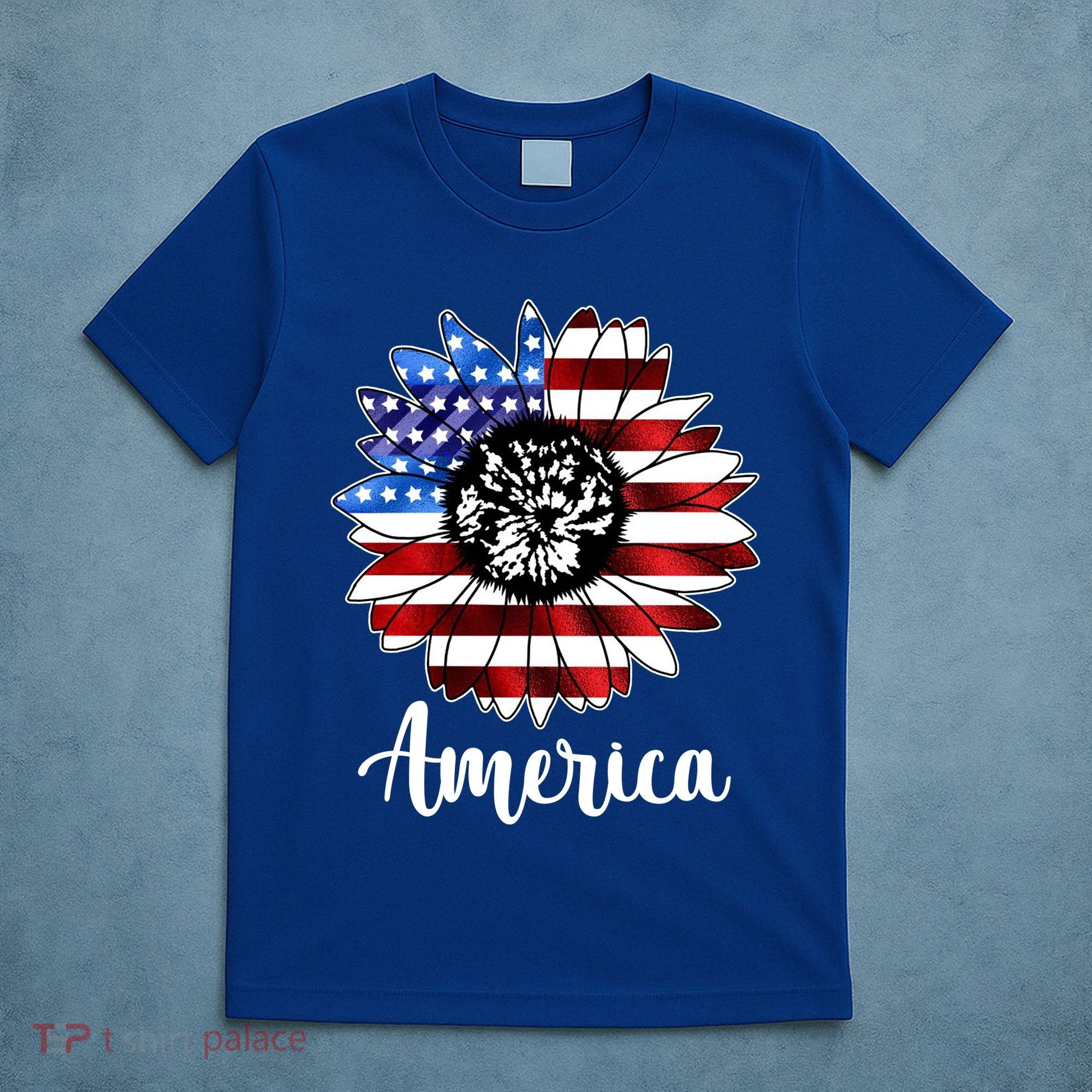America Sunflower Flag 4th July T-Shirt