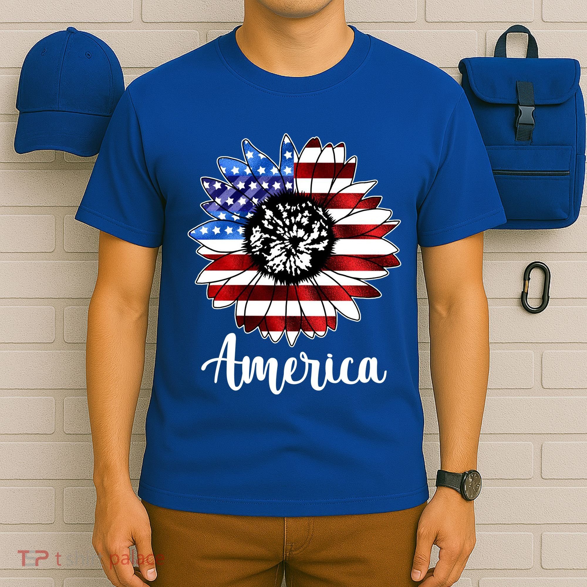 America Sunflower Flag 4th July T-Shirt