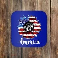 America Sunflower Flag 4th July Coaster thumb 0