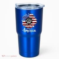 America Sunflower Flag 4th July Tumbler thumb 0