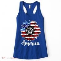 America Sunflower Flag 4th July Women's Tank Top thumb 0