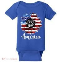 America Sunflower Flag 4th July Baby Bodysuit thumb 0
