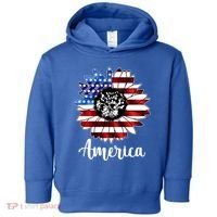America Sunflower Flag 4th July Toddler Hoodie thumb 0