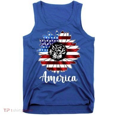 America Sunflower Flag 4th July Tank Top