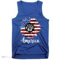 America Sunflower Flag 4th July Tank Top thumb 0
