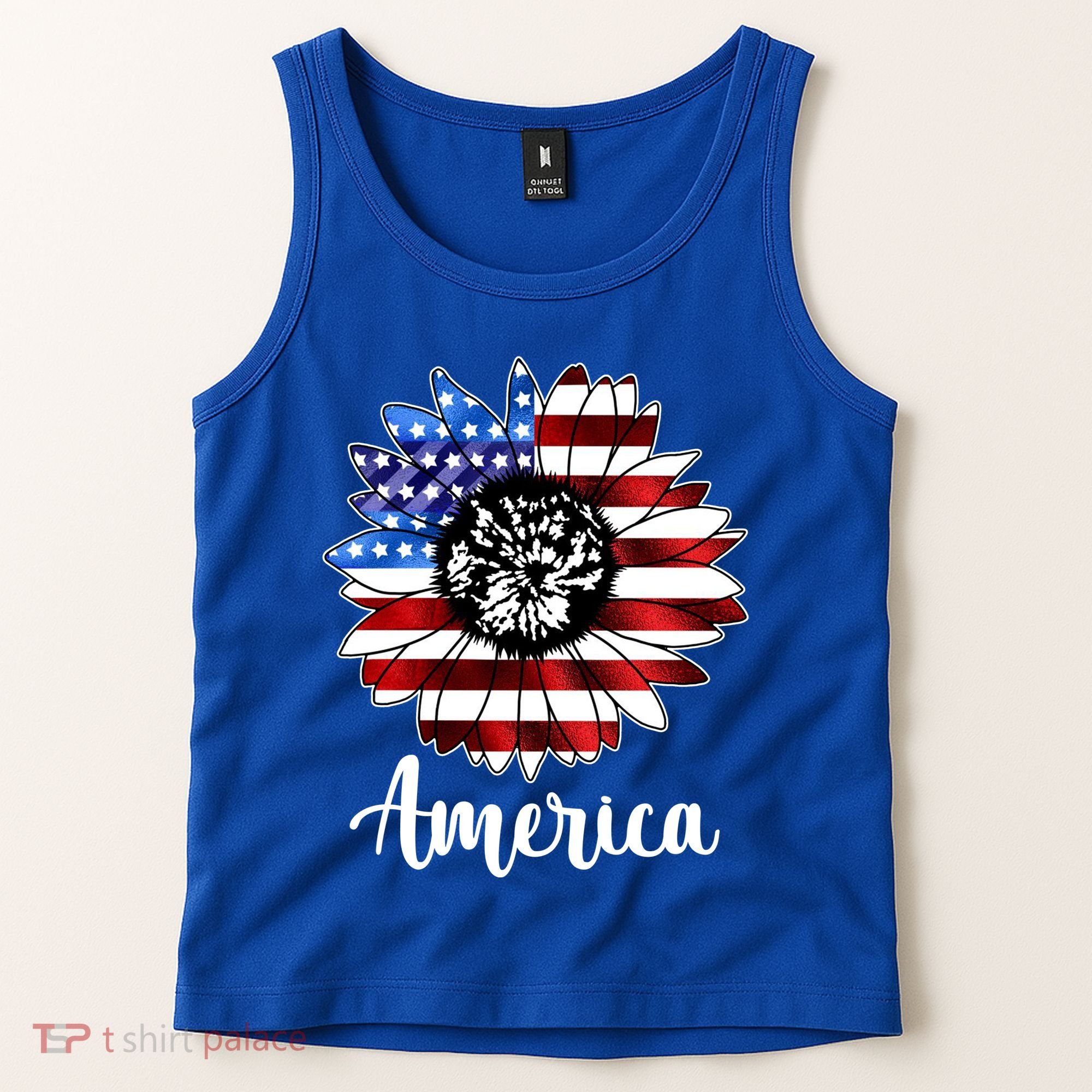 America Sunflower Flag 4th July Tank Top