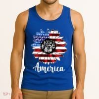America Sunflower Flag 4th July Tank Top thumb 3