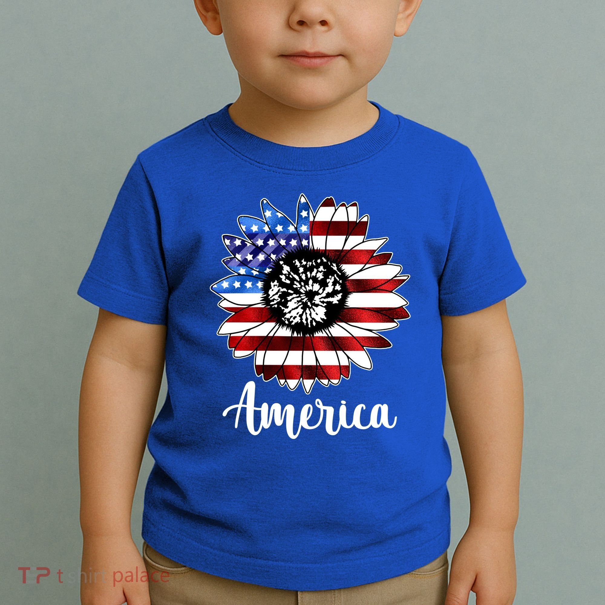 America Sunflower Flag 4th July Toddler T-Shirt