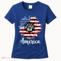 America Sunflower Flag 4th July Women's T-Shirt thumb 0