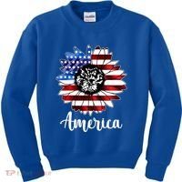 America Sunflower Flag 4th July Kids Sweatshirt thumb 0