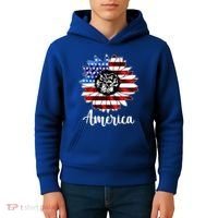 America Sunflower Flag 4th July Kids Hoodie thumb 4