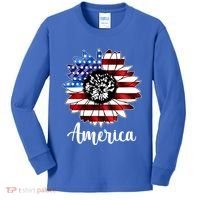 America Sunflower Flag 4th July Kids Long Sleeve Shirt thumb 0