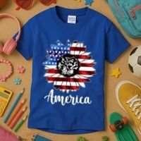 America Sunflower Flag 4th July Kids T-Shirt thumb 3
