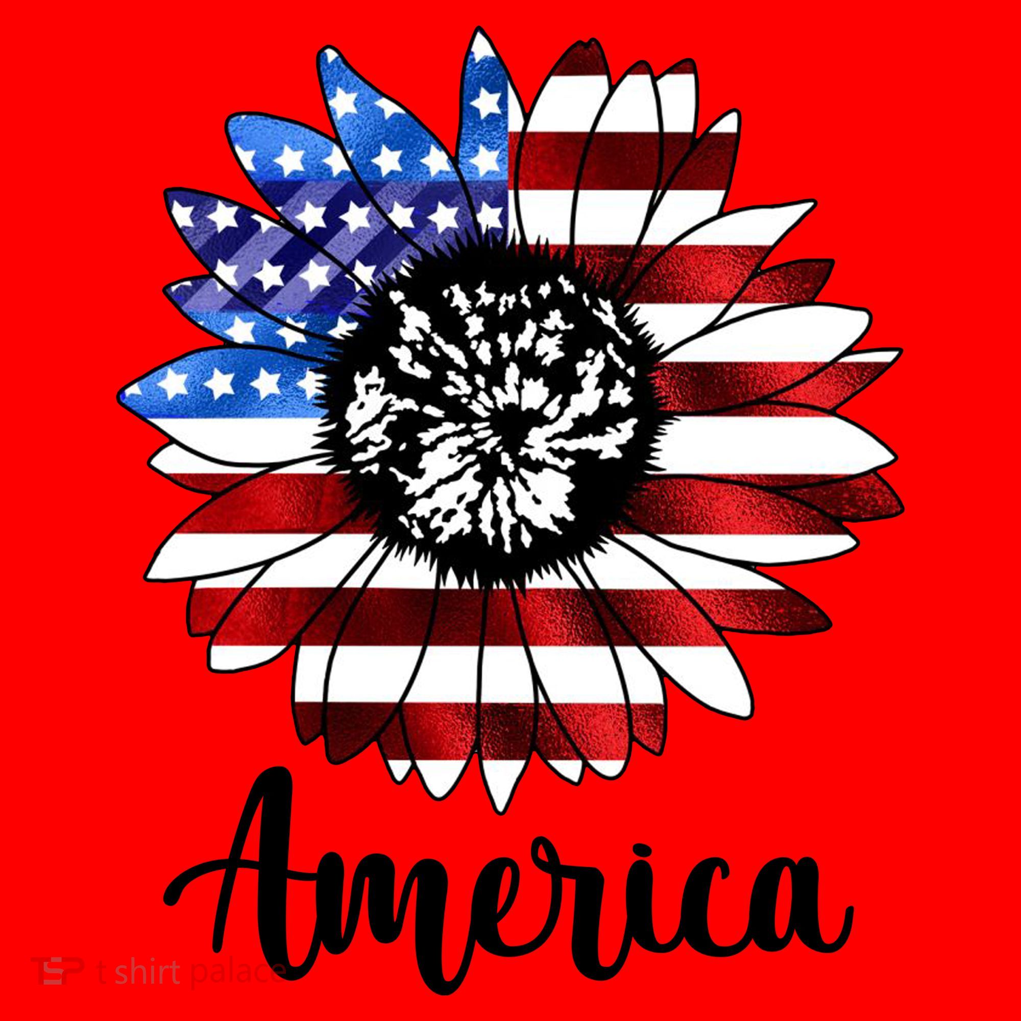 America Sunflower Flag 4th July Santa Hat