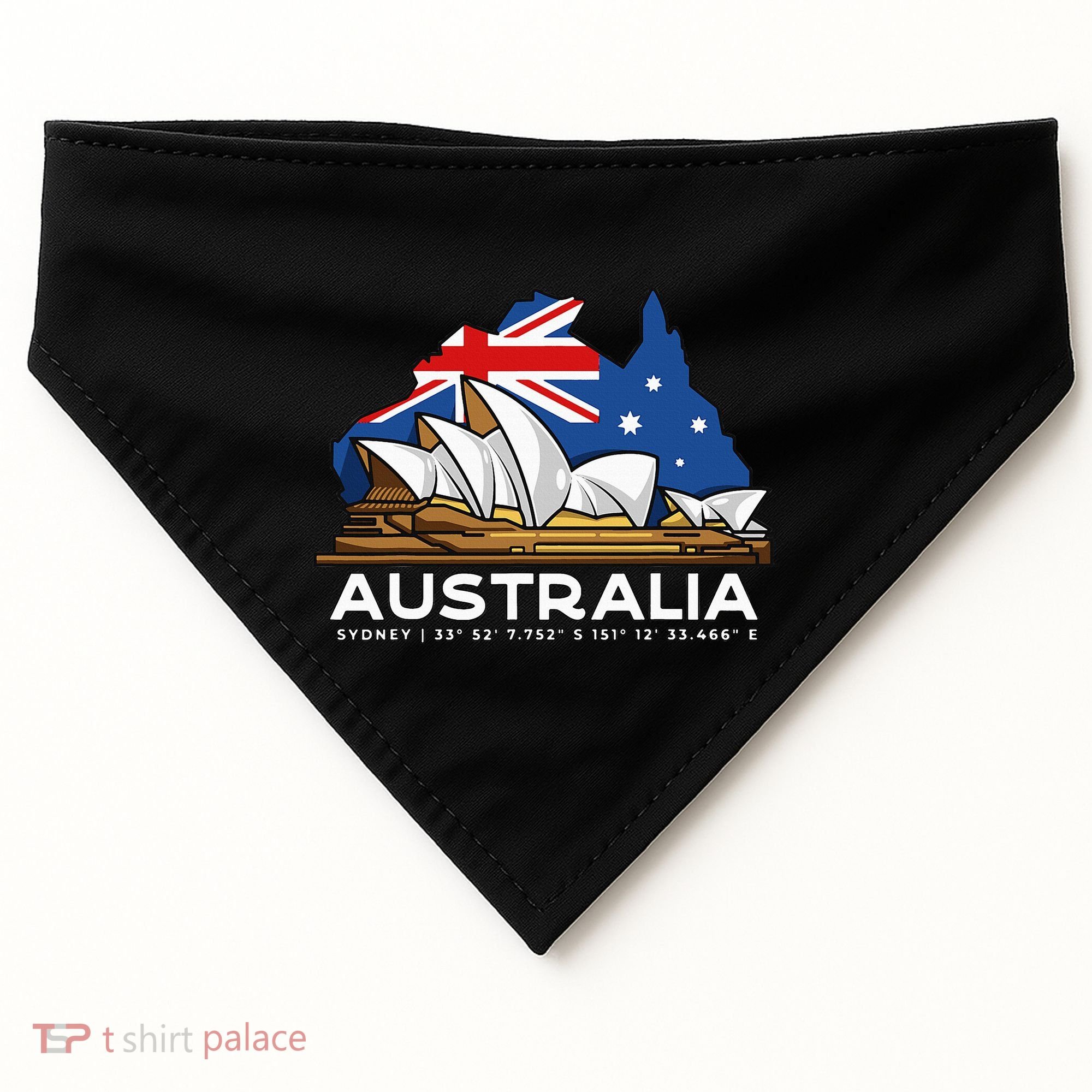 Australia Sydney Gps Coordinates Opera House USA-Made Doggie Bandana