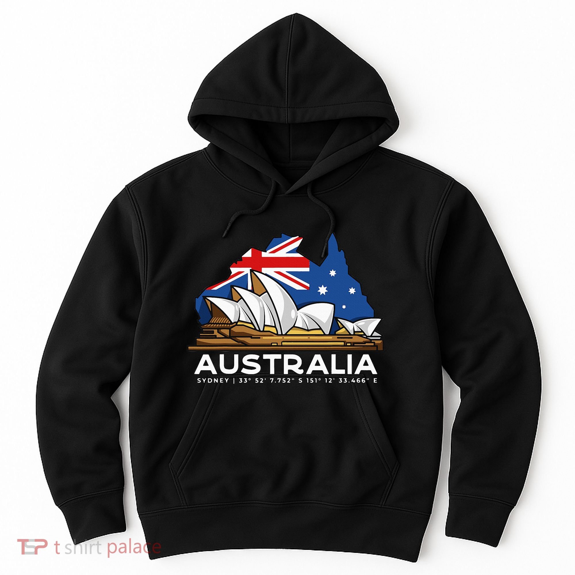 Australia Sydney Gps Coordinates Opera House Hoodie