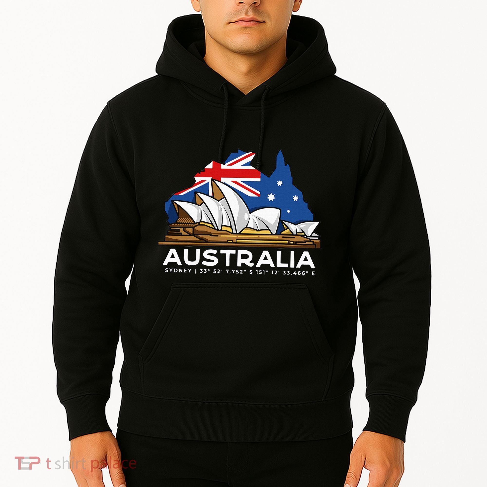 Australia Sydney Gps Coordinates Opera House Hoodie