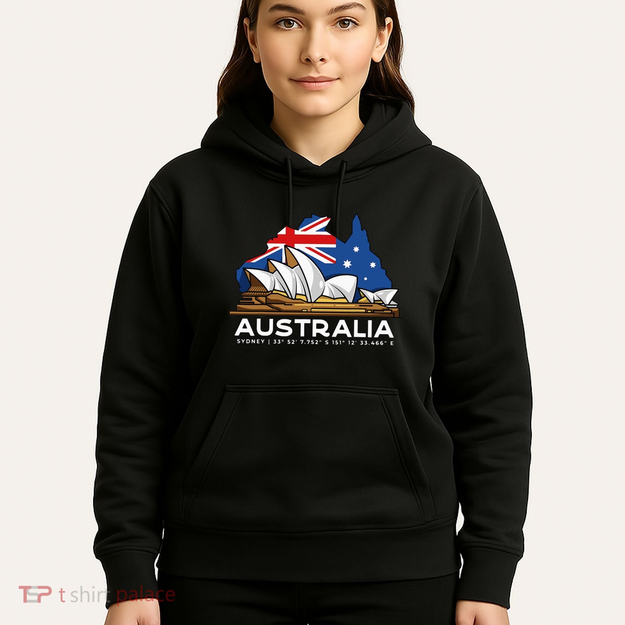 Australia Sydney Gps Coordinates Opera House Hoodie
