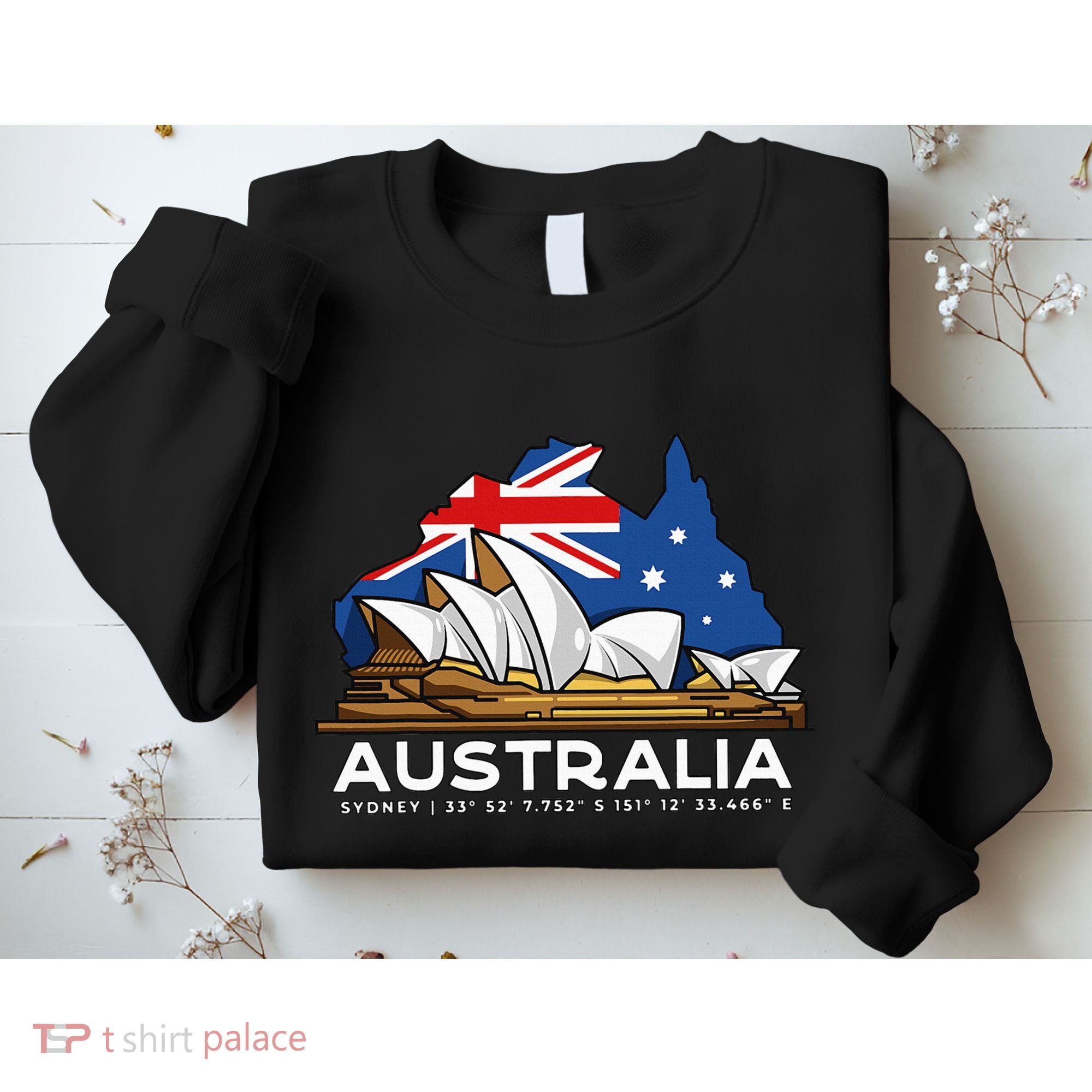 Australia Sydney Gps Coordinates Opera House Sweatshirt