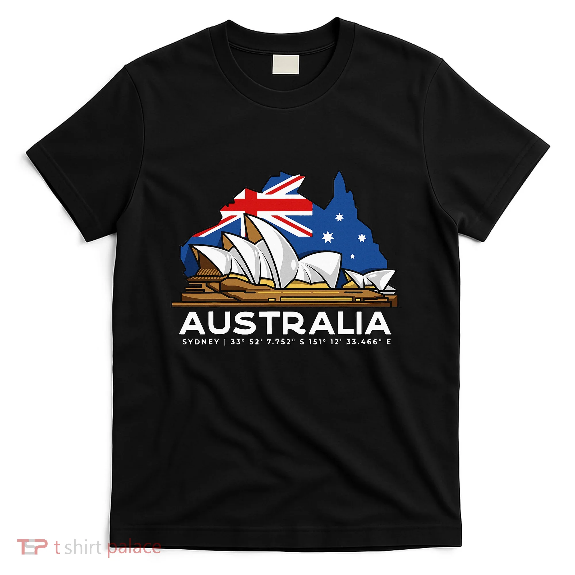 Australia Sydney Gps Coordinates Opera House T-Shirt
