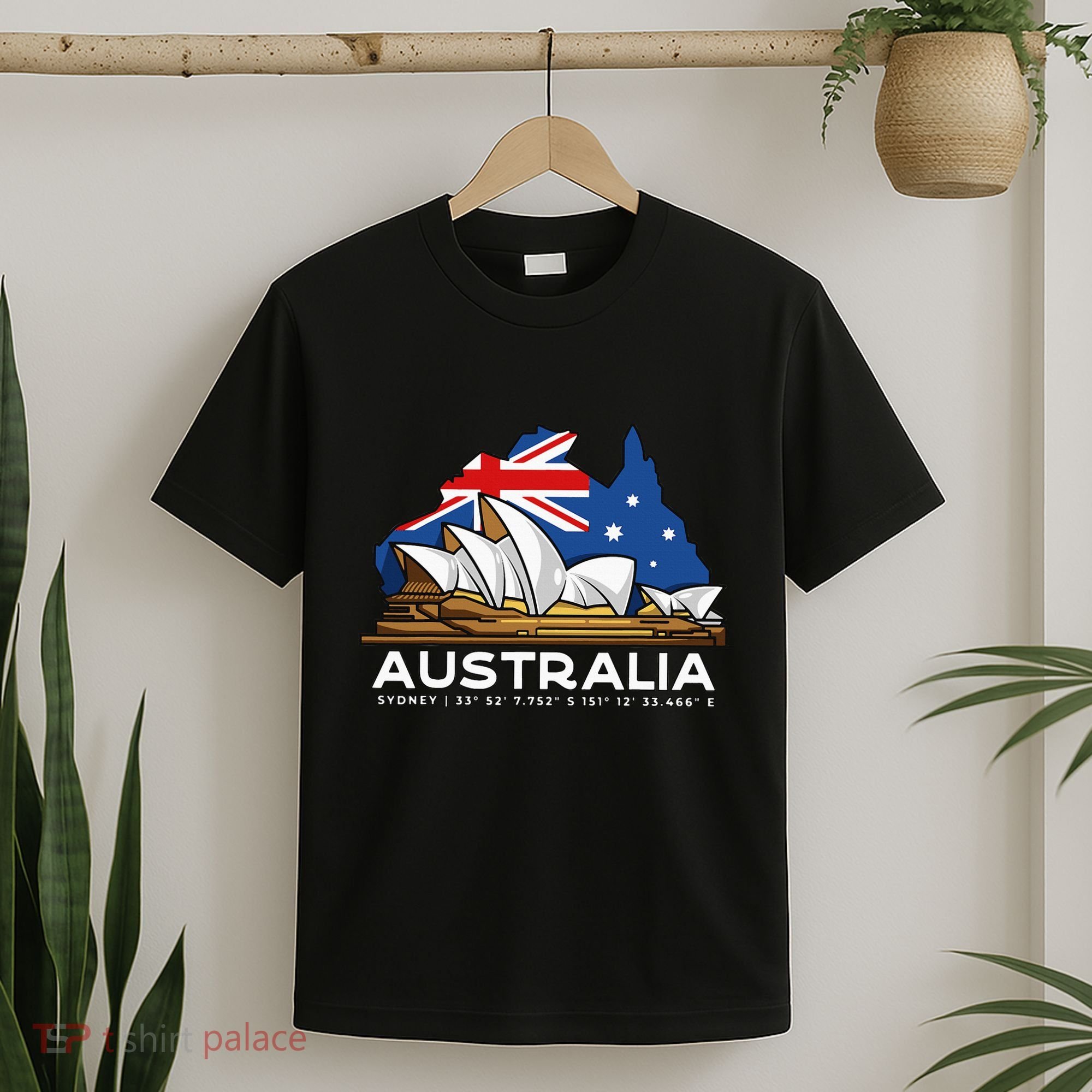 Australia Sydney Gps Coordinates Opera House T-Shirt