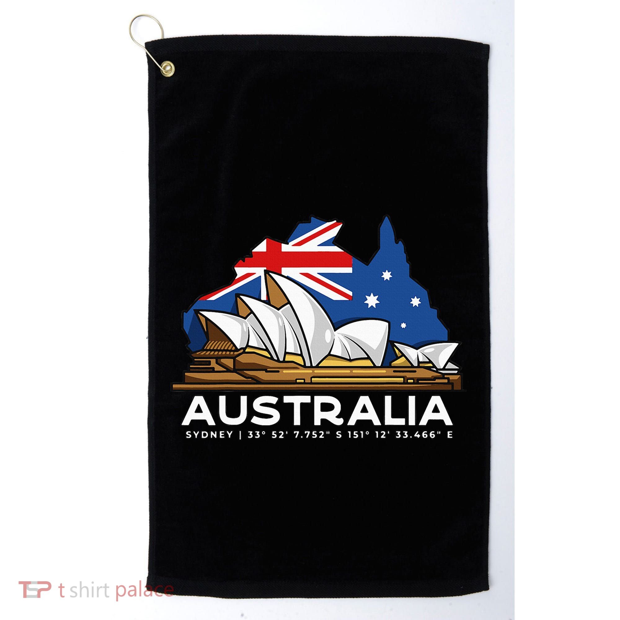 Australia Sydney Gps Coordinates Opera House Golf Towel