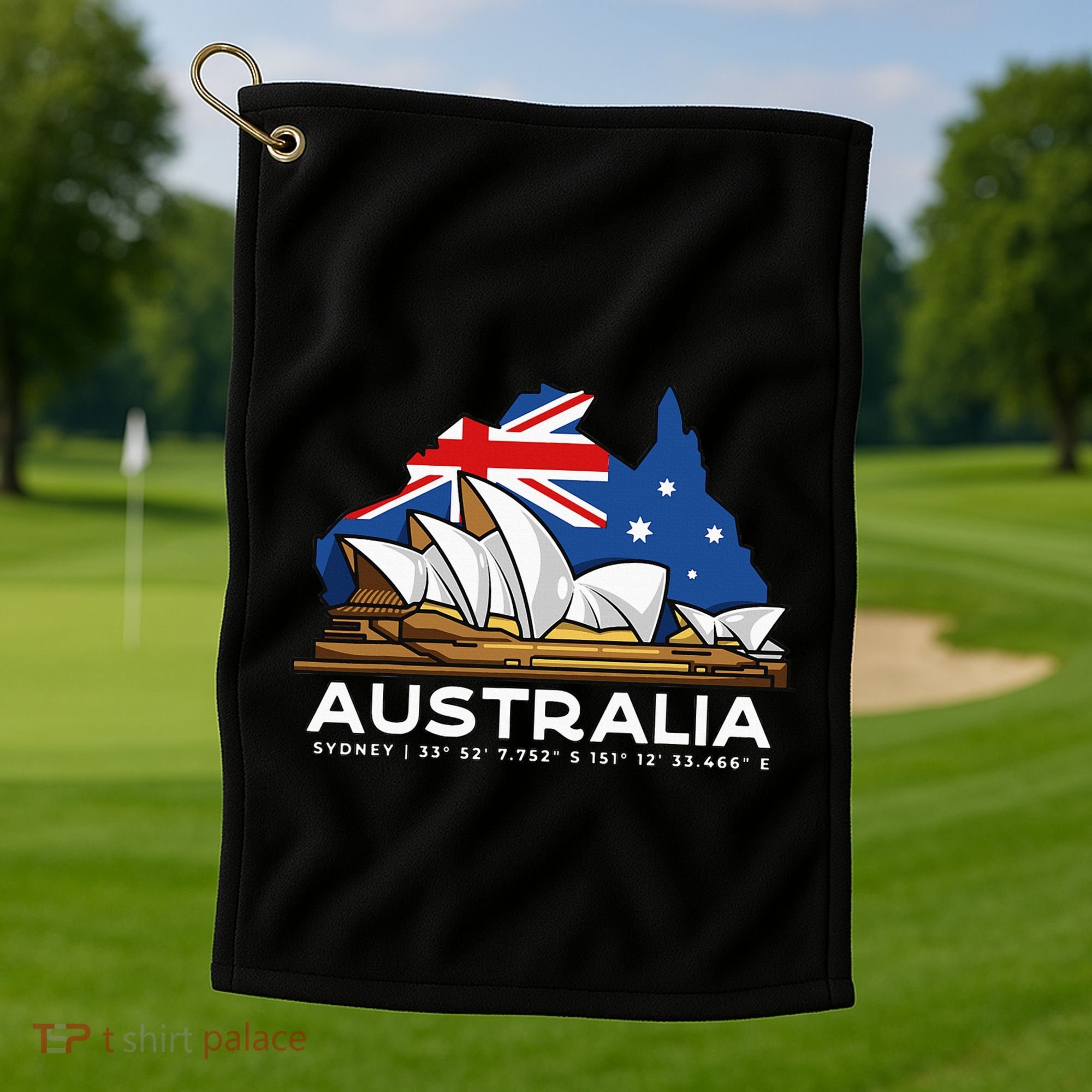 Australia Sydney Gps Coordinates Opera House Golf Towel