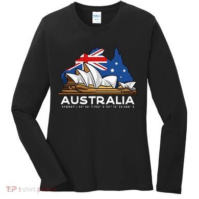 Australia Sydney Gps Coordinates Opera House Women's Long Sleeve Shirt