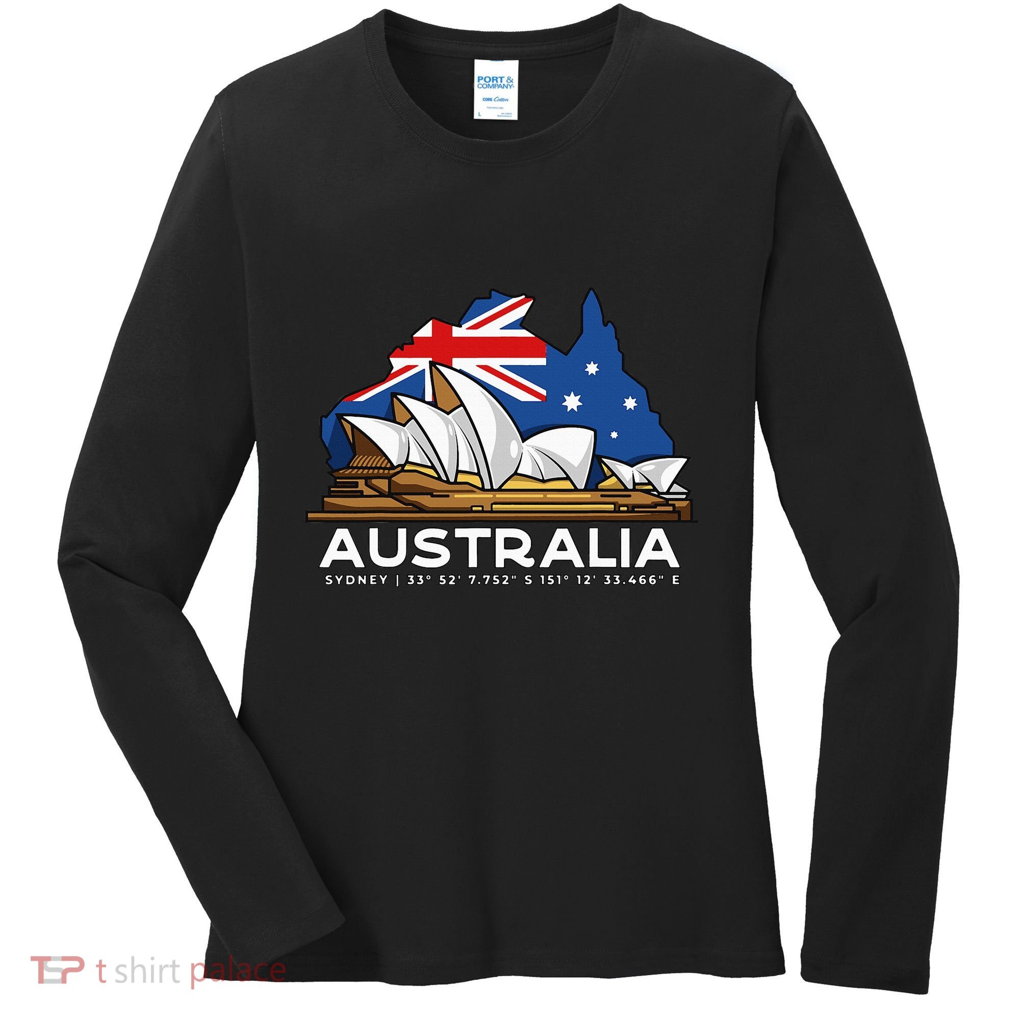 Australia Sydney Gps Coordinates Opera House Women's Long Sleeve Shirt