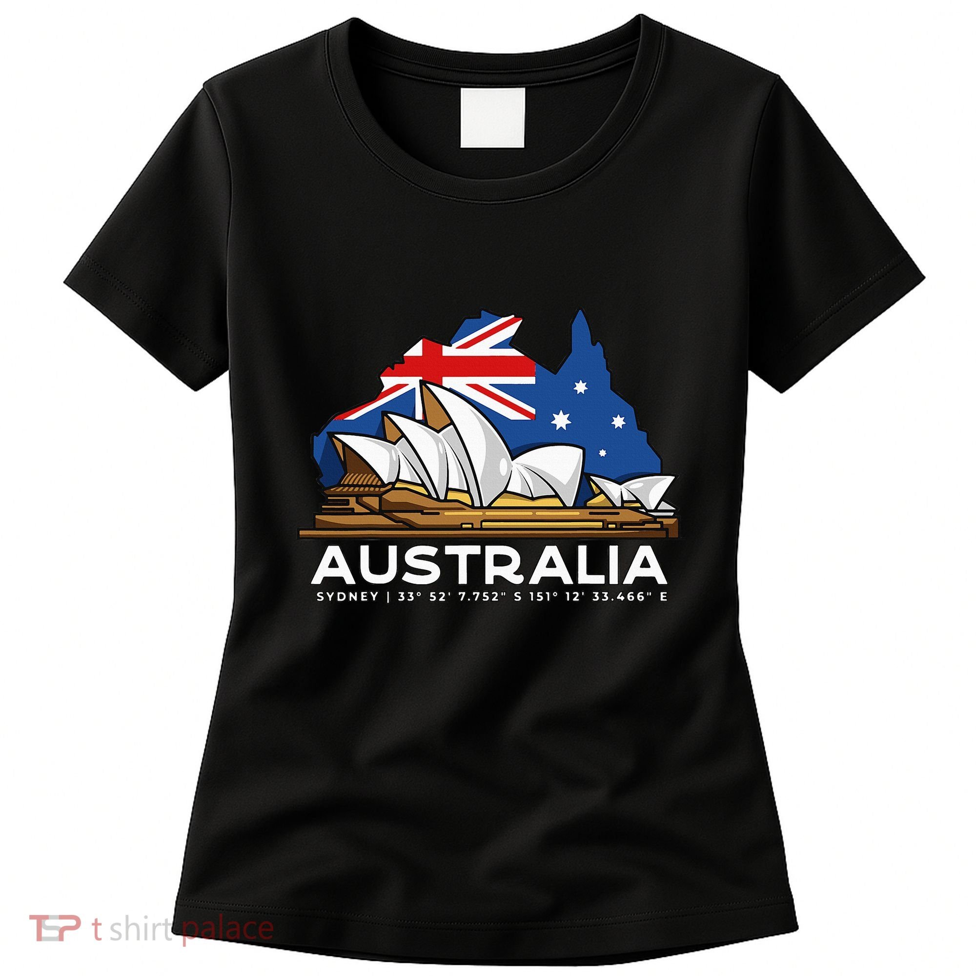 Australia Sydney Gps Coordinates Opera House Women's T-Shirt