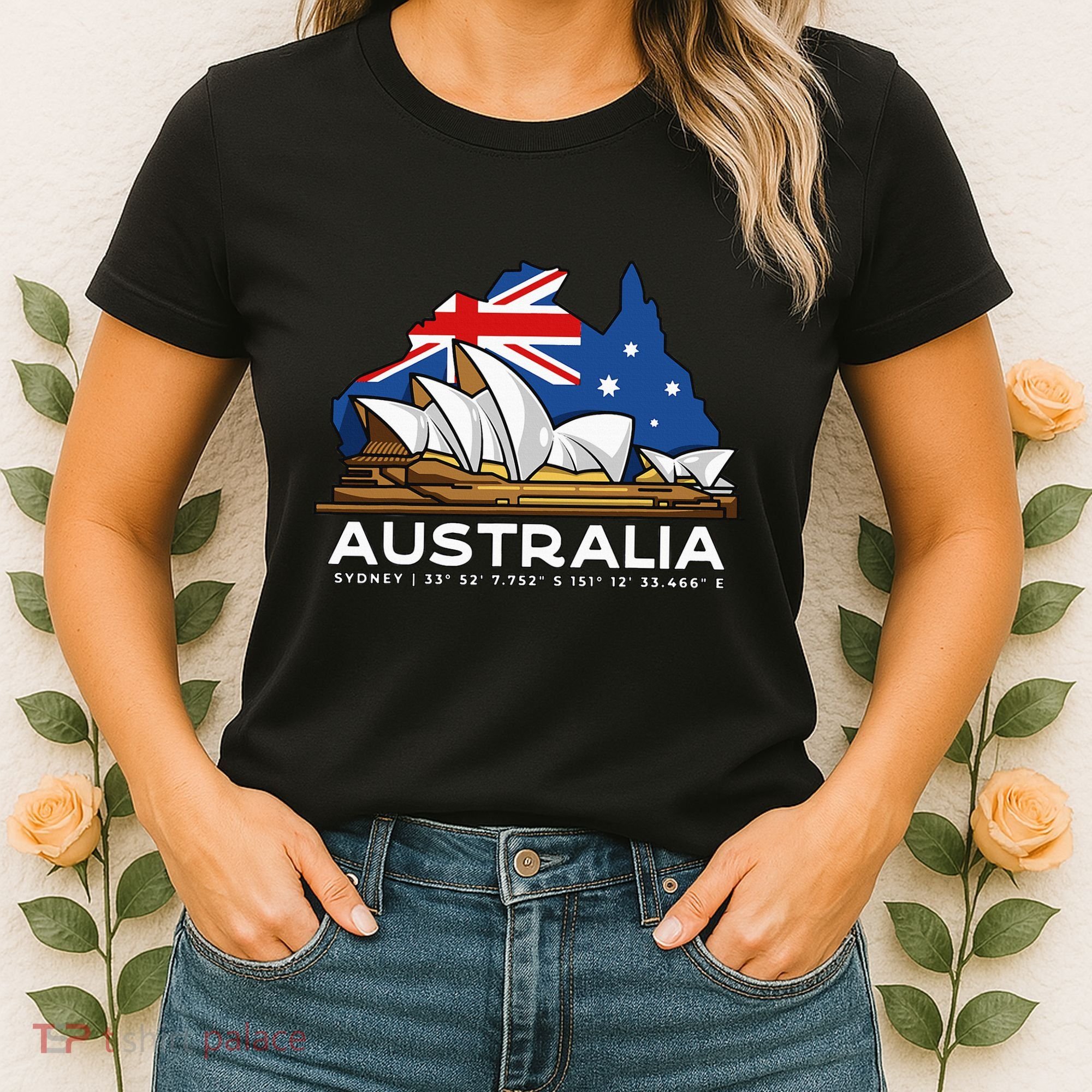 Australia Sydney Gps Coordinates Opera House Women's T-Shirt