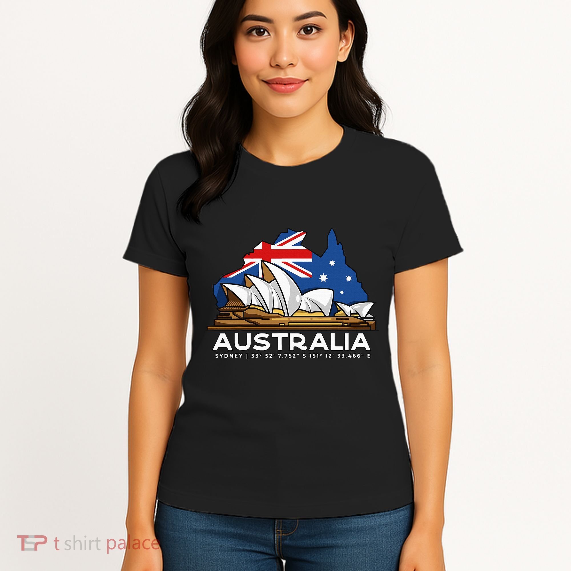 Australia Sydney Gps Coordinates Opera House Women's T-Shirt