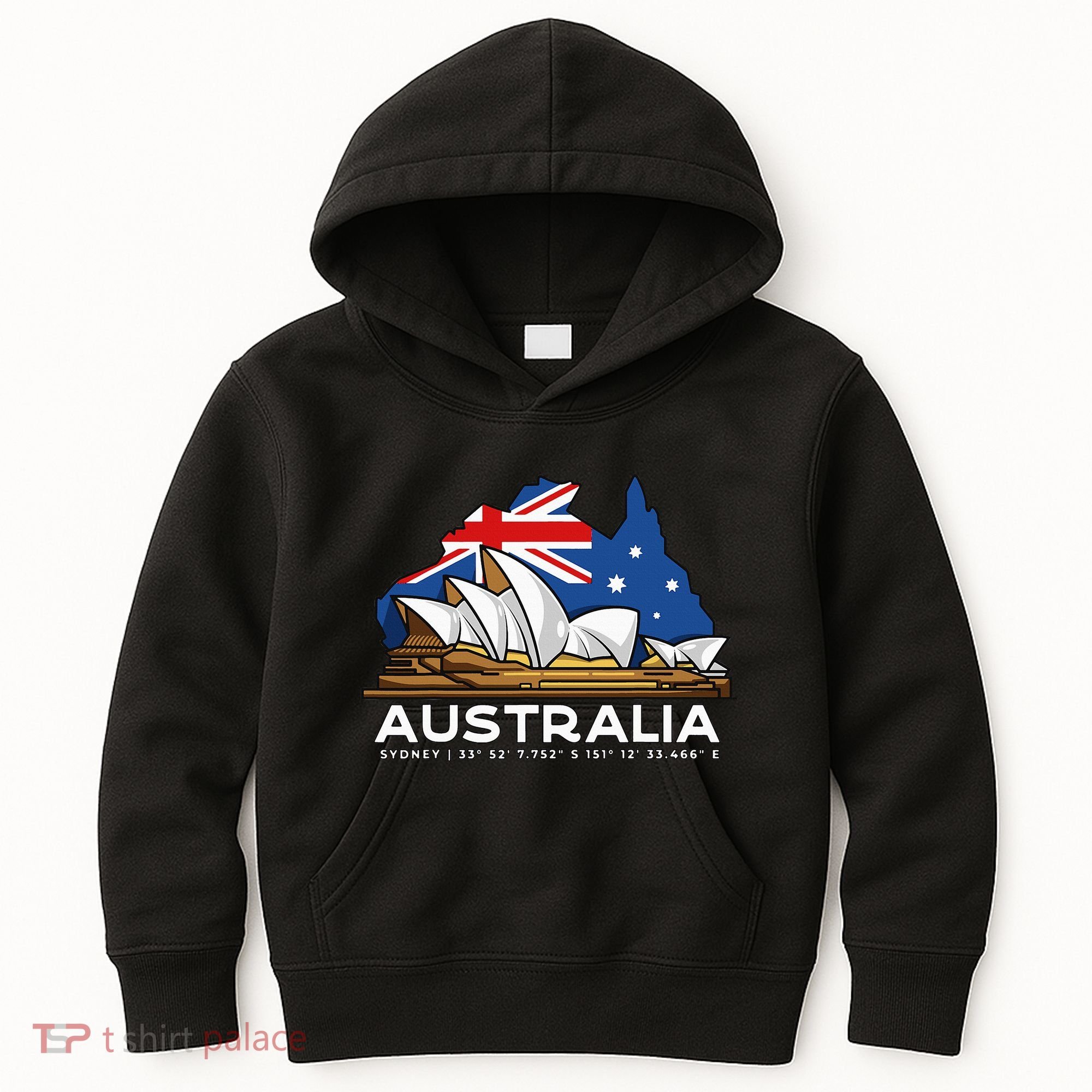 Australia Sydney Gps Coordinates Opera House Kids Hoodie