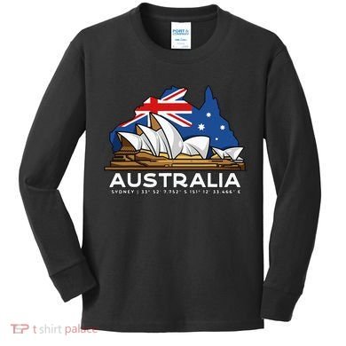 Australia Sydney Gps Coordinates Opera House Kids Long Sleeve Shirt