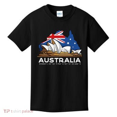 Australia Sydney Gps Coordinates Opera House Kids T-Shirt