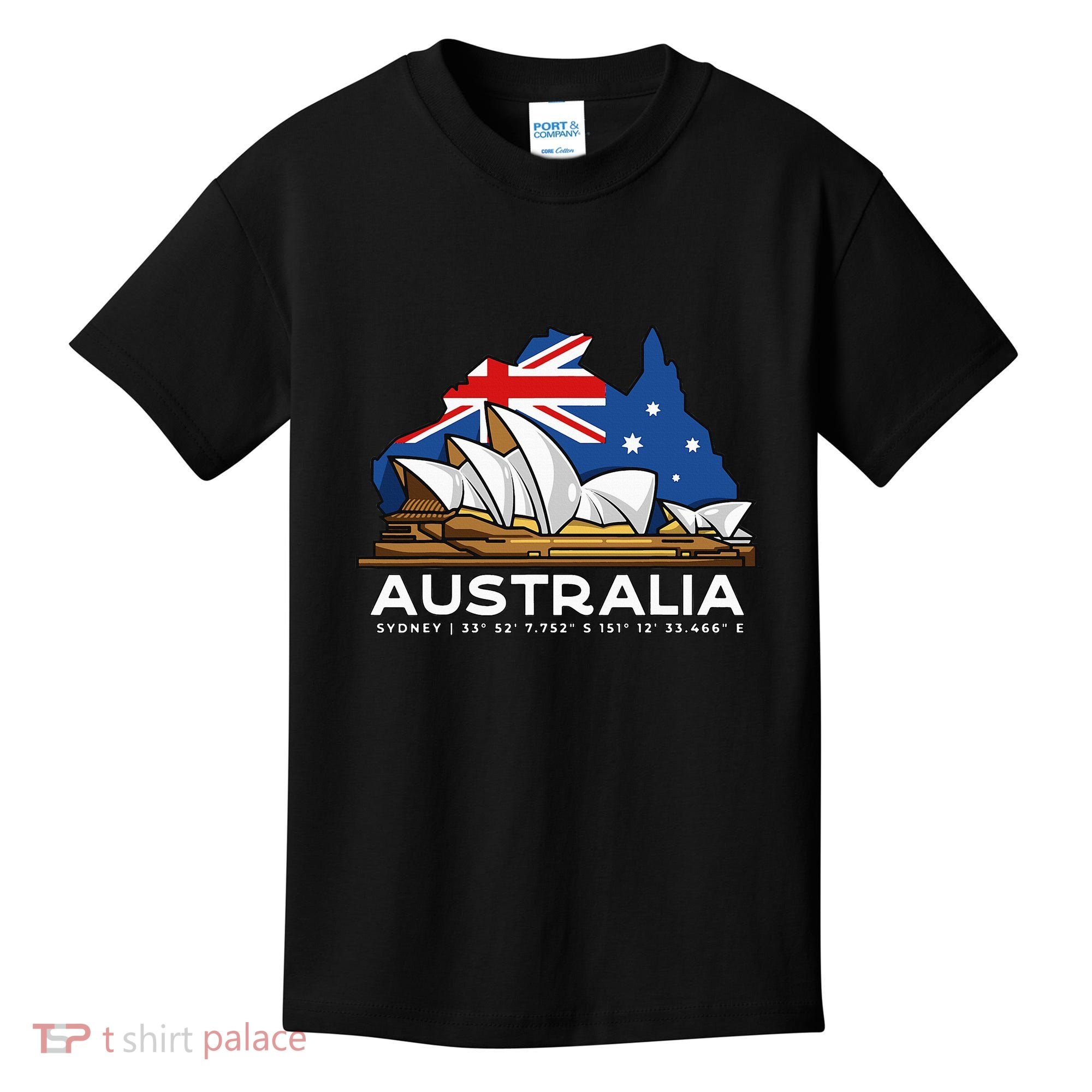 Australia Sydney Gps Coordinates Opera House Kids T-Shirt