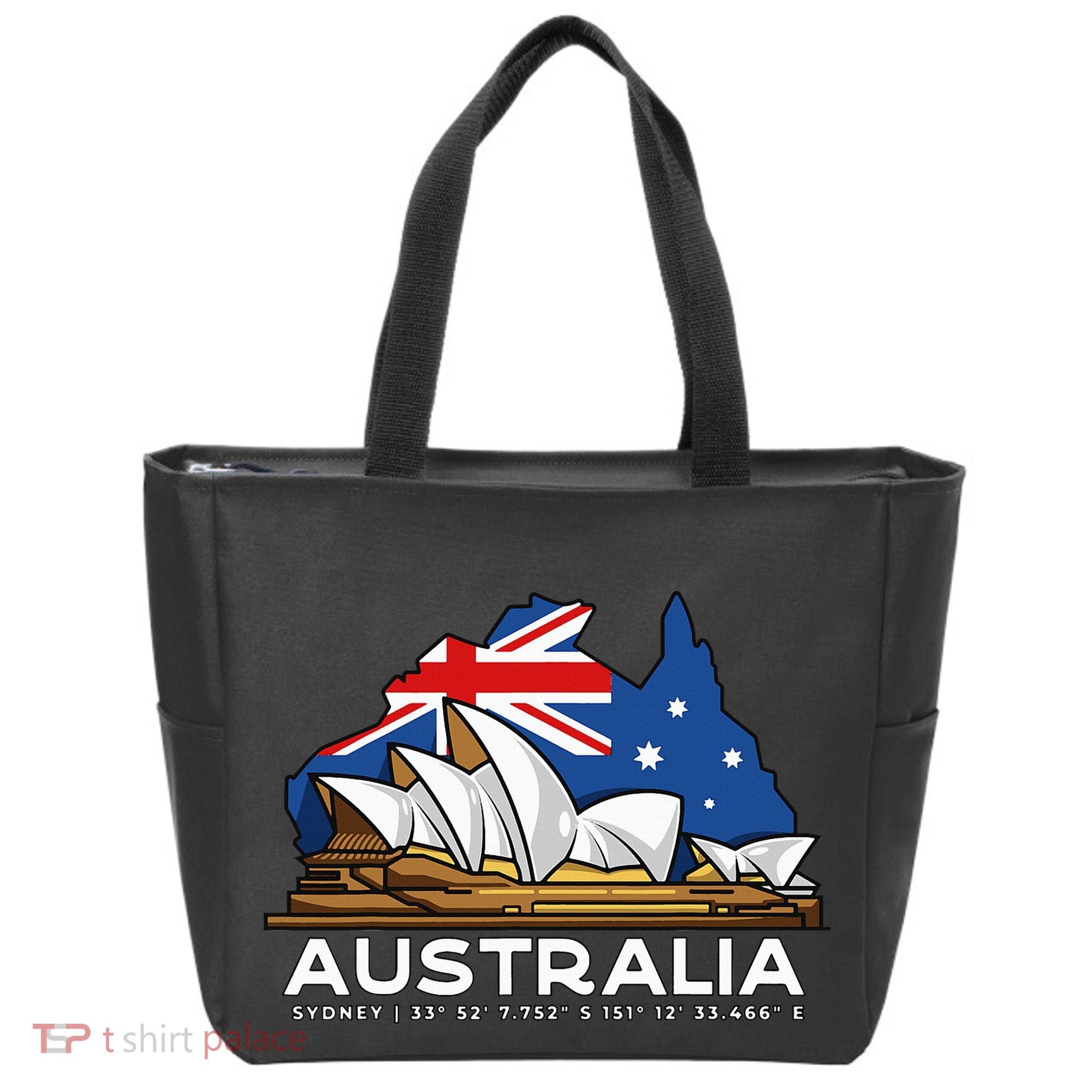 Australia Sydney Gps Coordinates Opera House Tote Bag