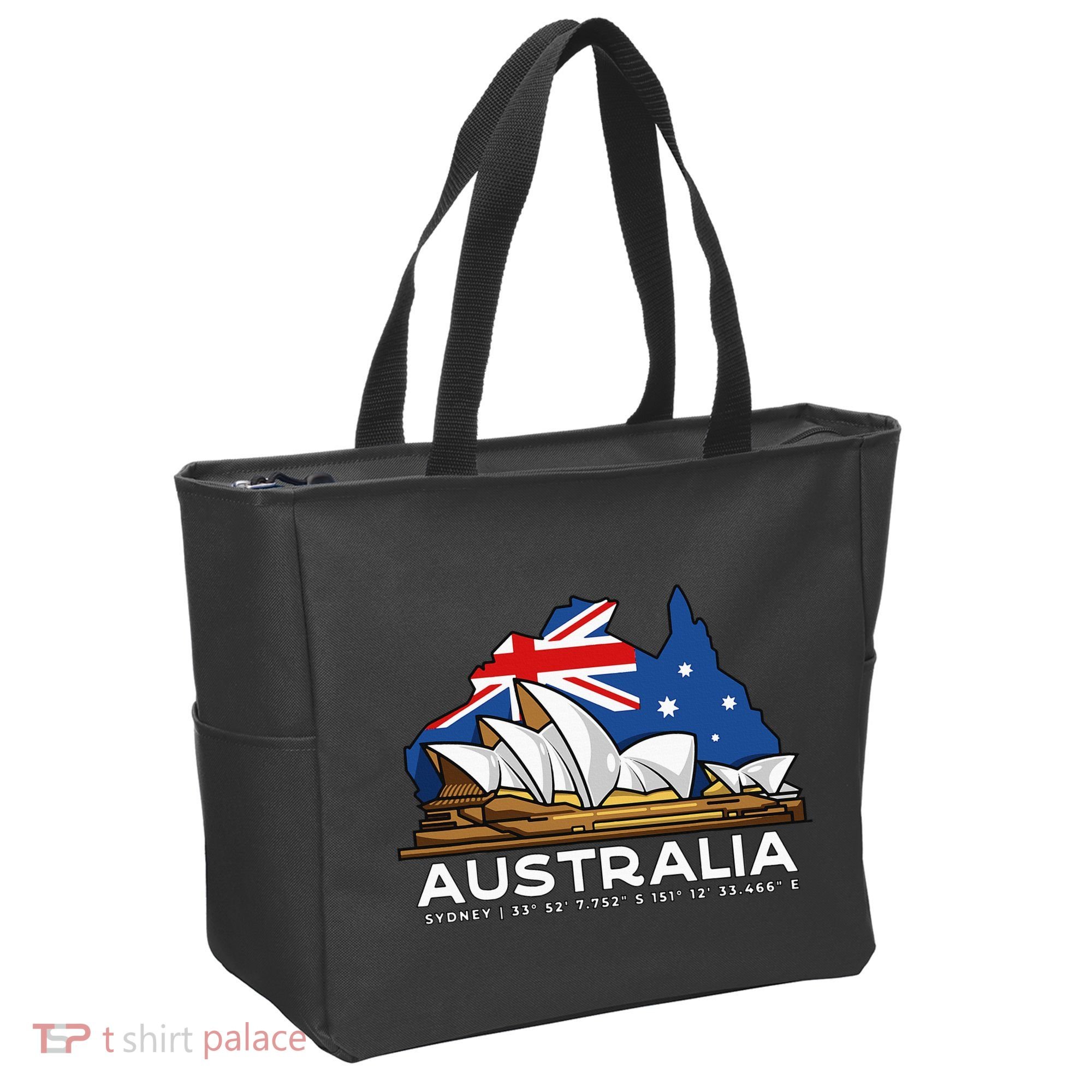 Australia Sydney Gps Coordinates Opera House Tote Bag
