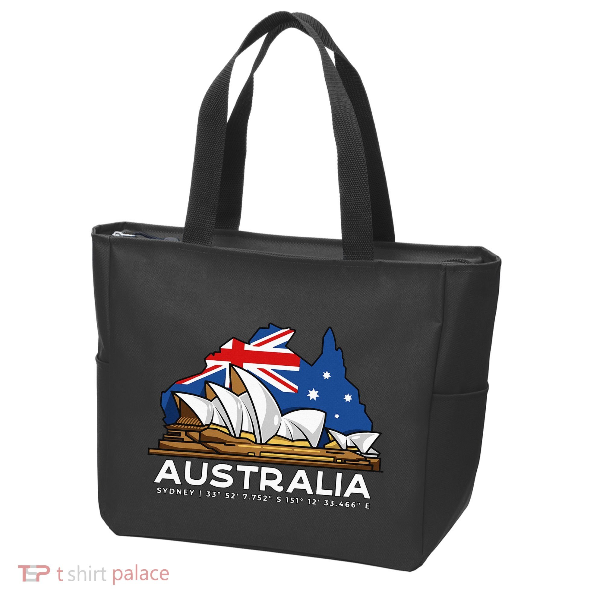 Australia Sydney Gps Coordinates Opera House Tote Bag