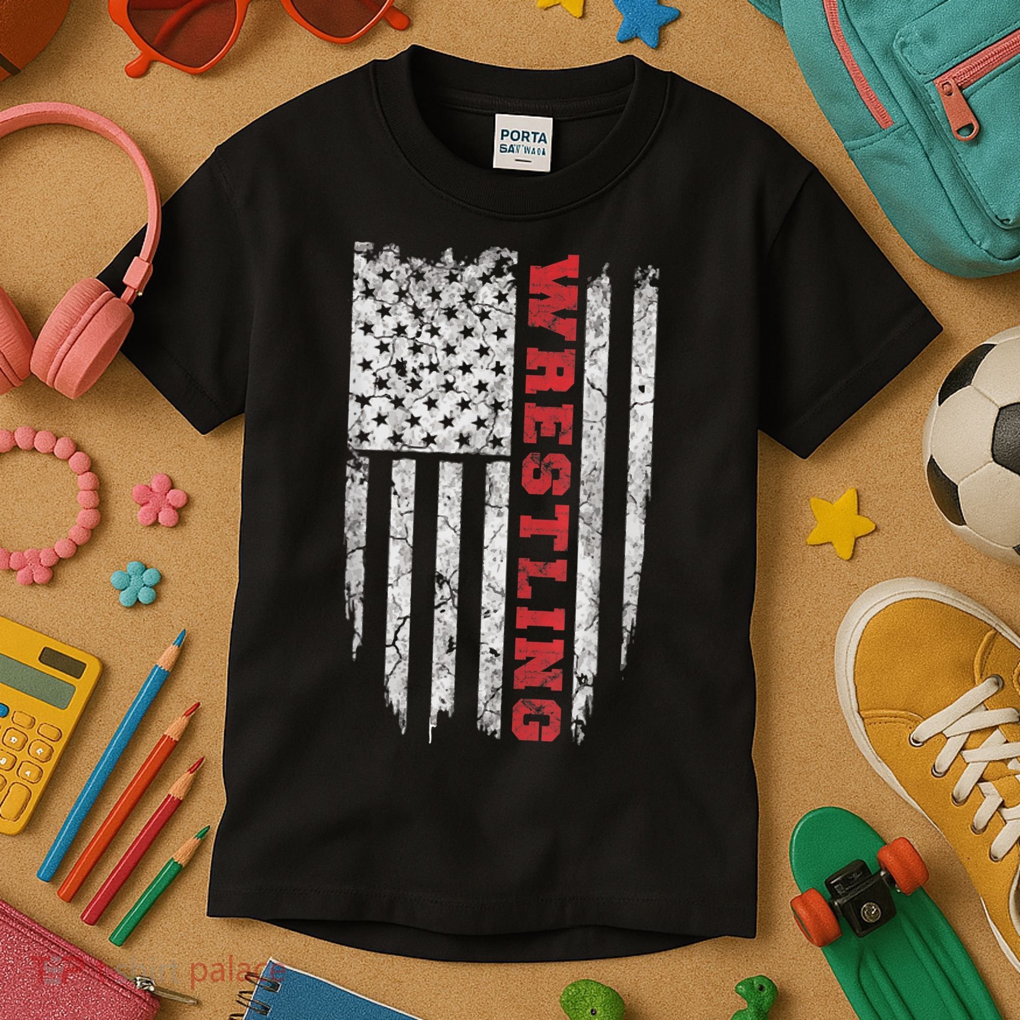 American Sport Gift Wrestling TShirt USA Gift Kids T-Shirt