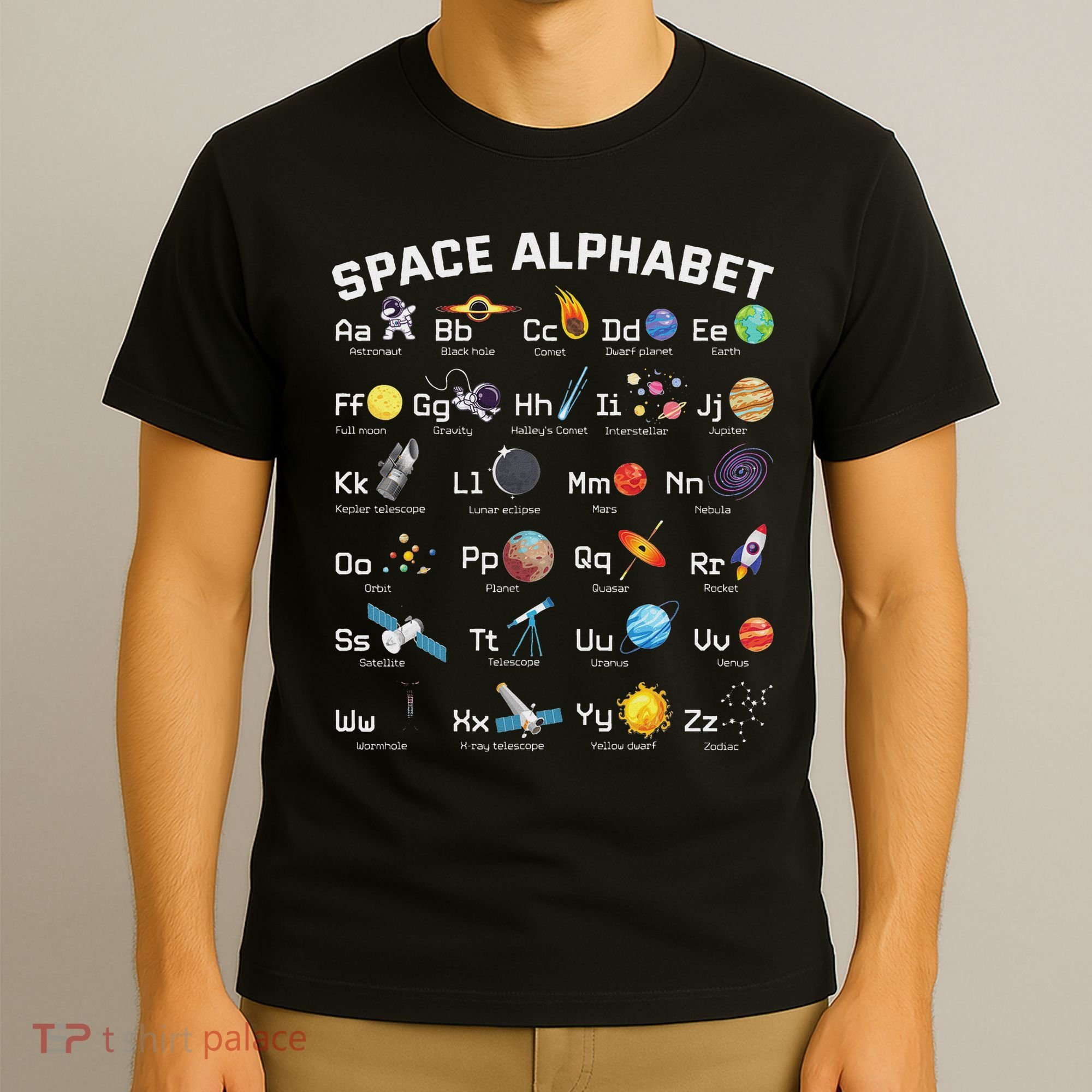 Alphabet Space Galaxy Abcs Letters Science Teacher T-Shirt