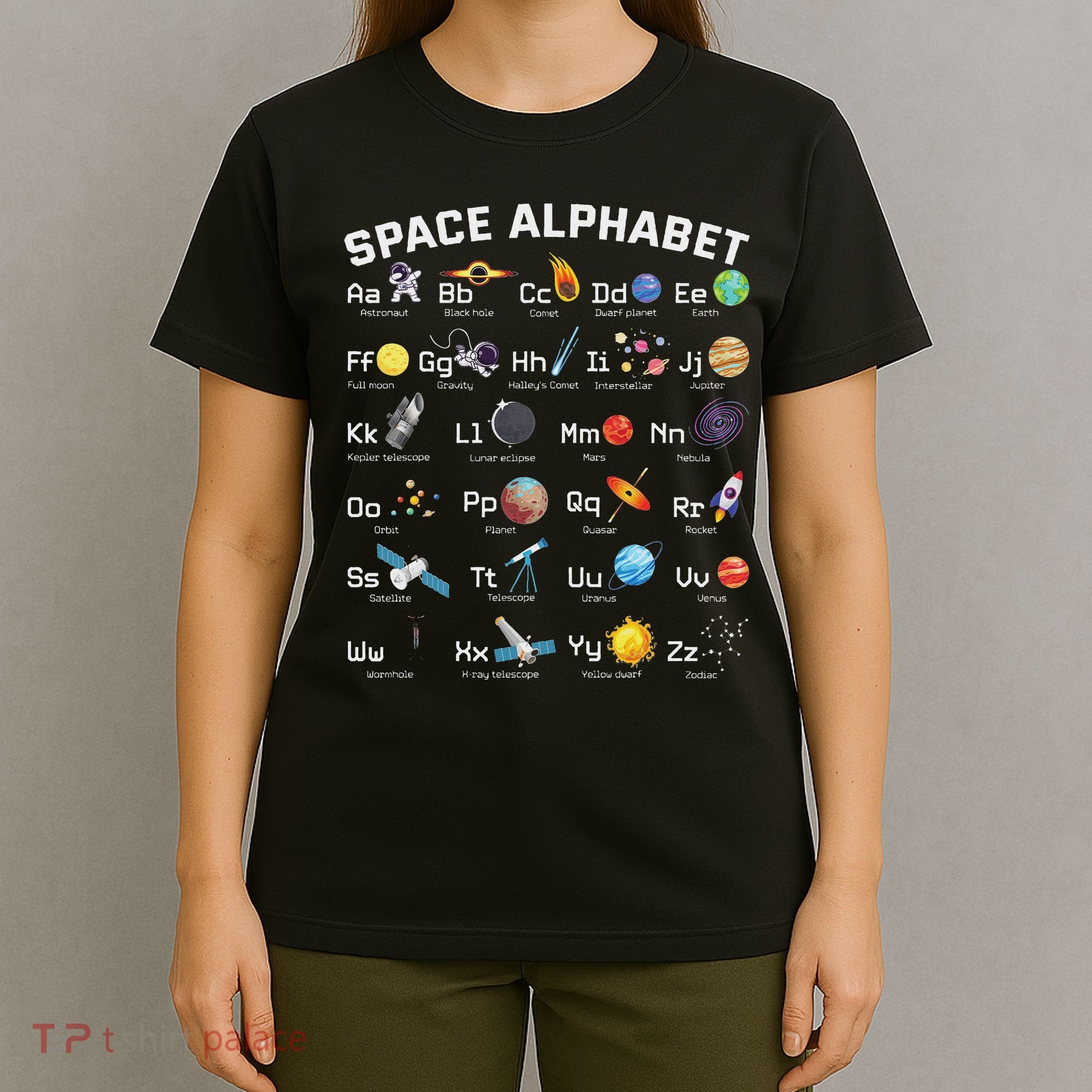 Alphabet Space Galaxy Abcs Letters Science Teacher T-Shirt