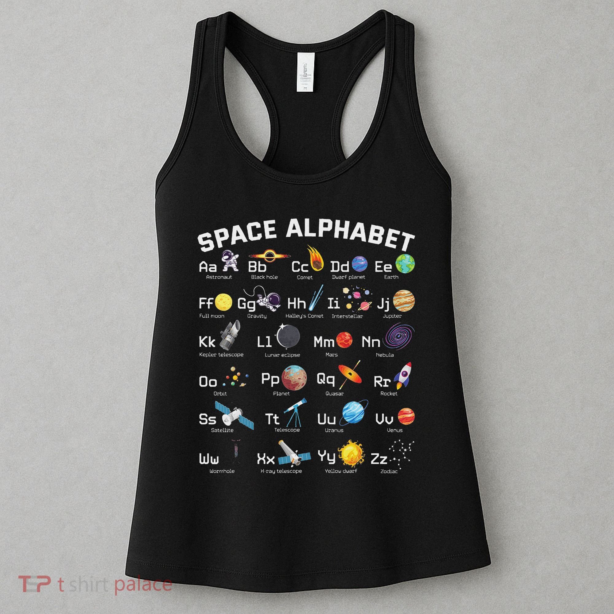 Alphabet Space Galaxy Abcs Letters Science Teacher Women's Tank Top