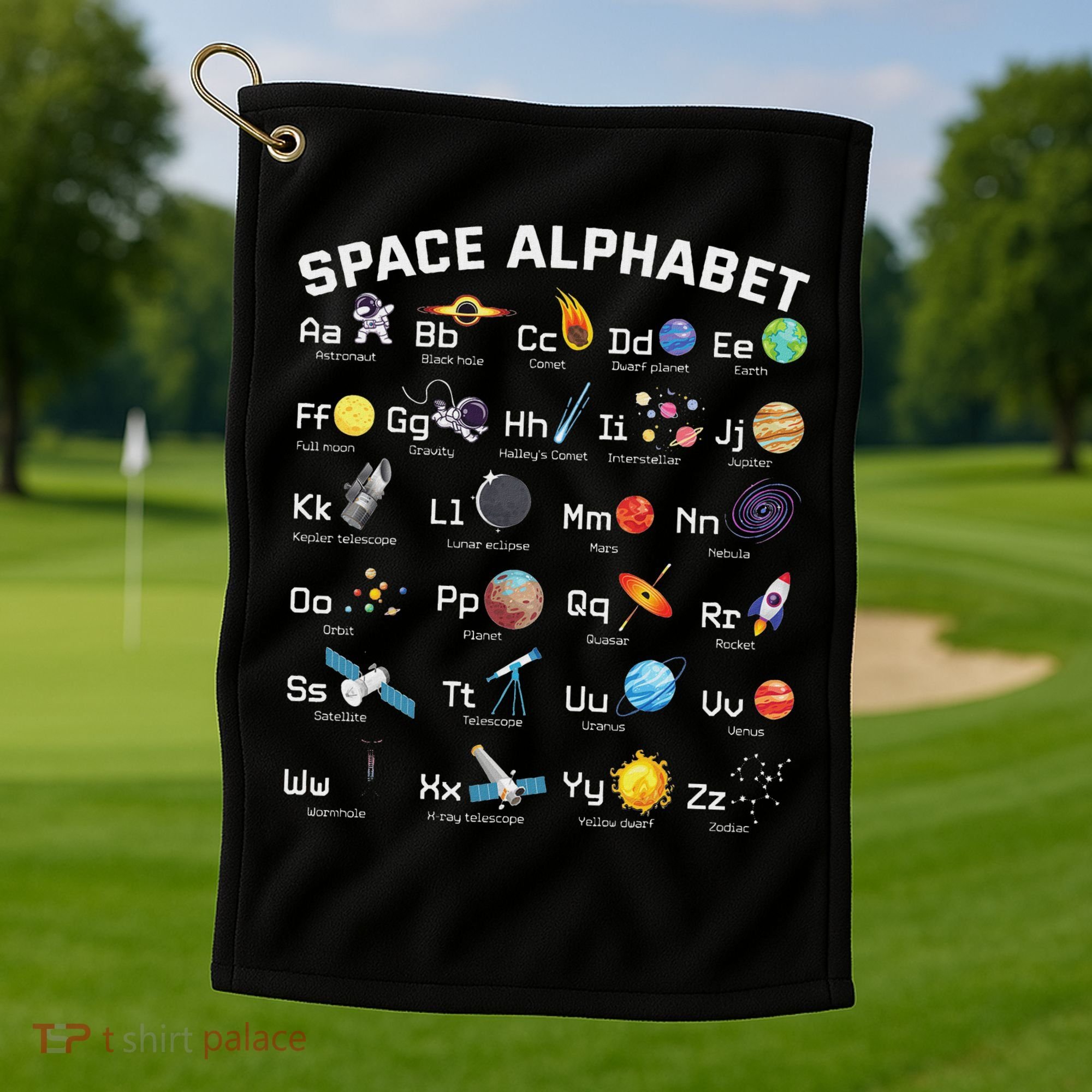 Alphabet Space Galaxy Abcs Letters Science Teacher Golf Towel