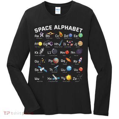 Alphabet Space Galaxy Abcs Letters Science Teacher Women's Long Sleeve Shirt