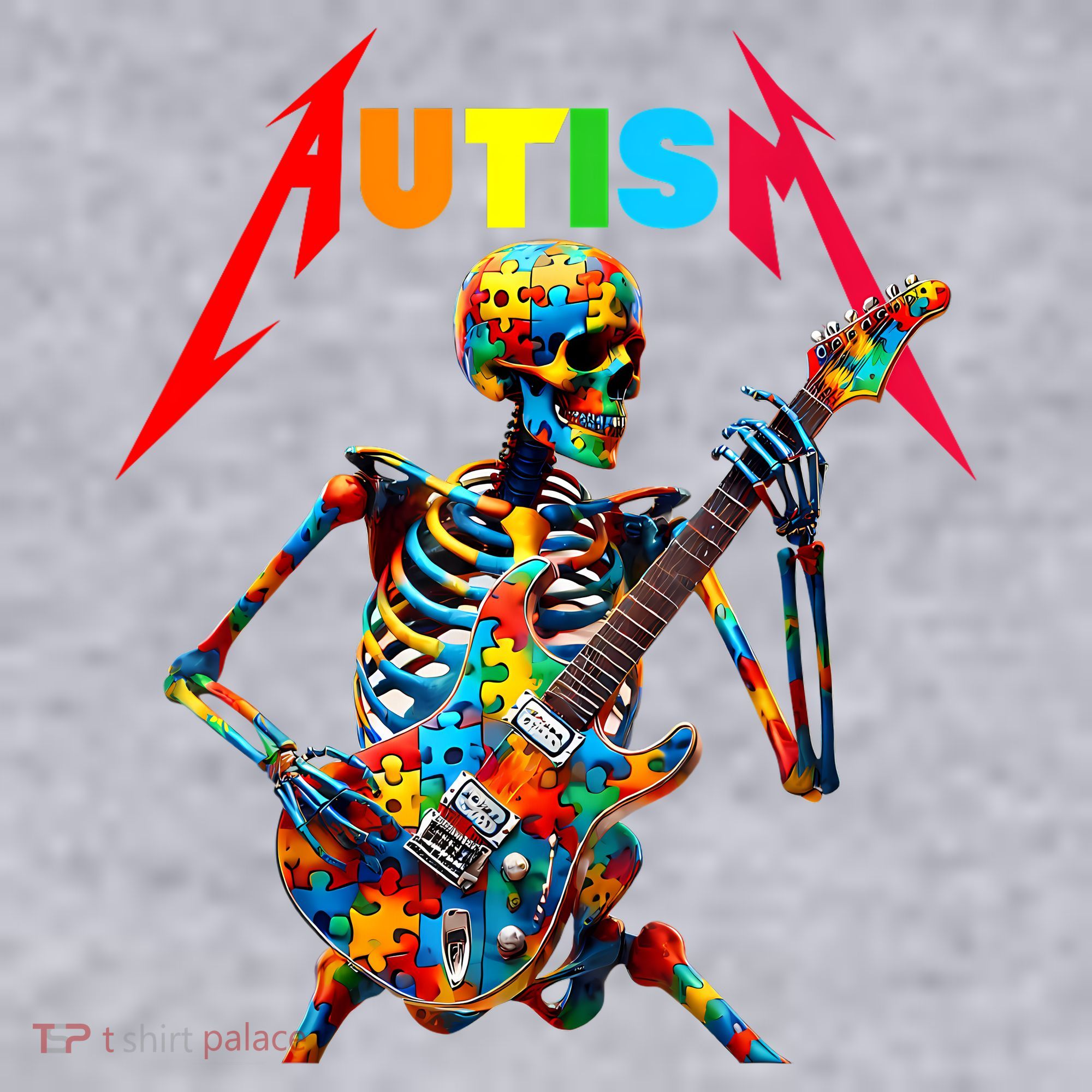 Autism Skeleton Guitar Player Rock Music Autism Awareness Women's Sweatshirt