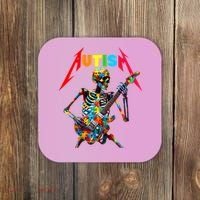Autism Skeleton Guitar Player Rock Music Autism Awareness Coaster thumb 0