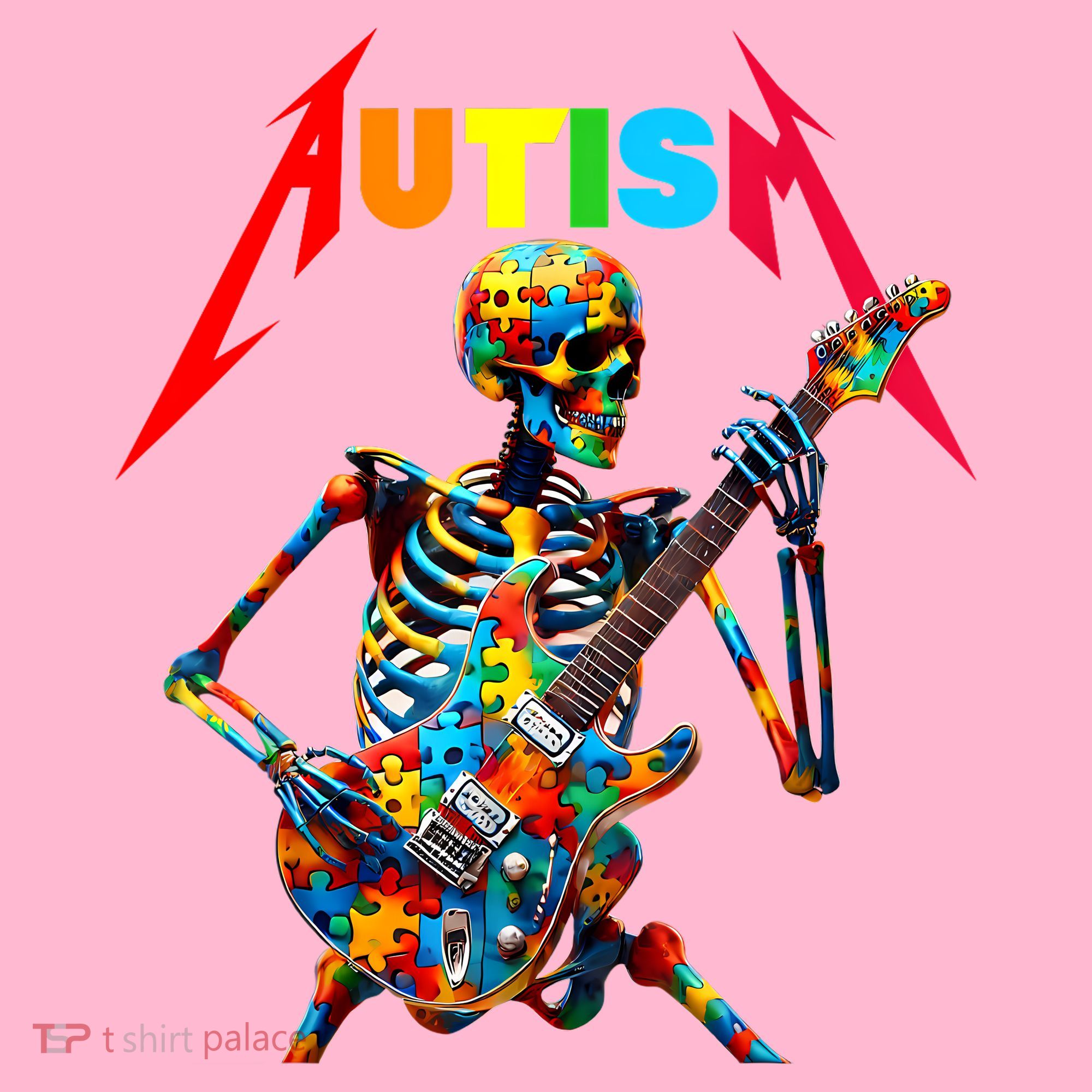 Autism Skeleton Guitar Player Rock Music Autism Awareness Coaster