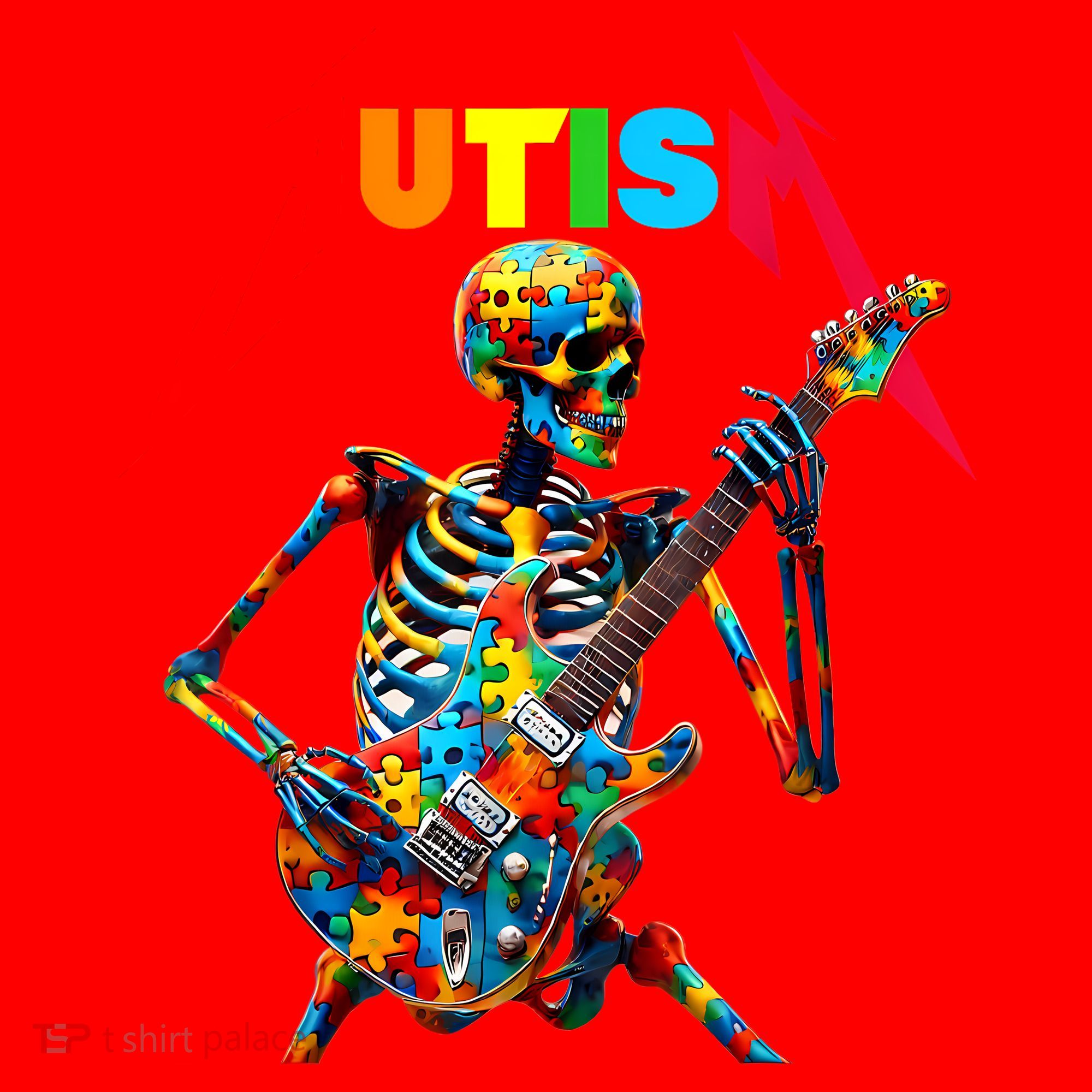 Autism Skeleton Guitar Player Rock Music Autism Awareness Santa Hat